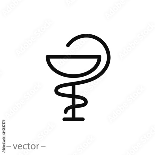 Pharmacy, Caduceus symbol, icon, linear sign vector illustration of Eps10