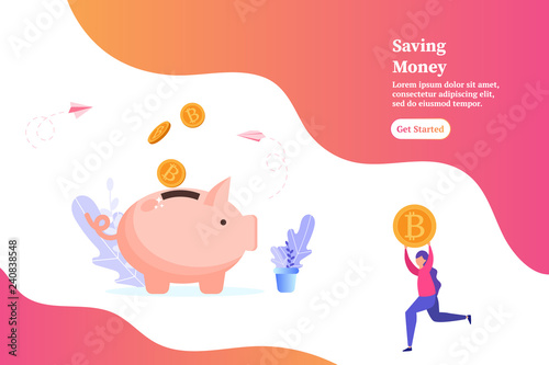 Concept of saving money. Vector Illustration for web page, landing, poster, flyer, banner, presentation, social media