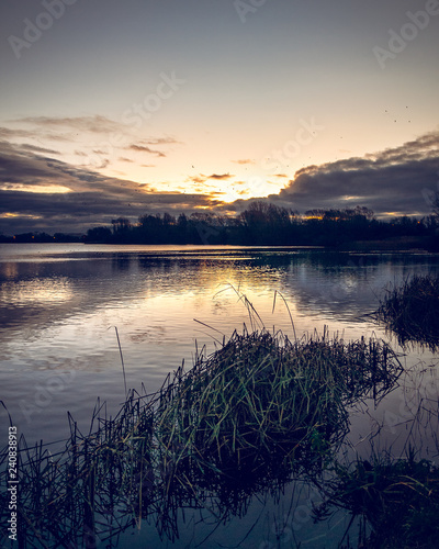 sunset on lake