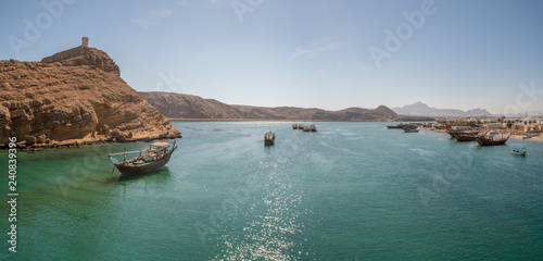 Wooden dhow boats in Sur, Oman