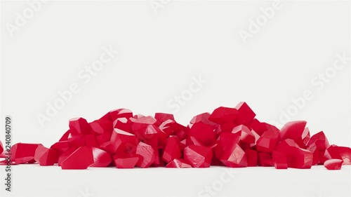 The red heart is broken. 3D rendering.