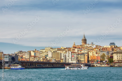 A picturesque view of Istanbul and the Galata Tower from the side of the Bay of Bosphorus © Ryzhkov Oleksandr