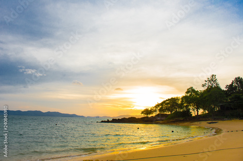 Beautiful tropical sunset beach at at Phuket, Thailand in Summer season.