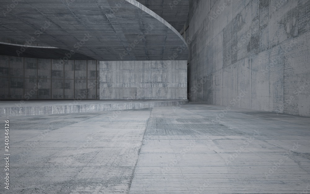 Abstract concrete interior multilevel public space with window. 3D illustration and rendering. Abstract concrete interior multilevel public space with window. 3D illustration and rendering.