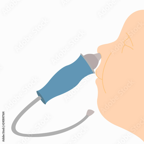 Human suction nasal aspirator cleaning baby’s nose