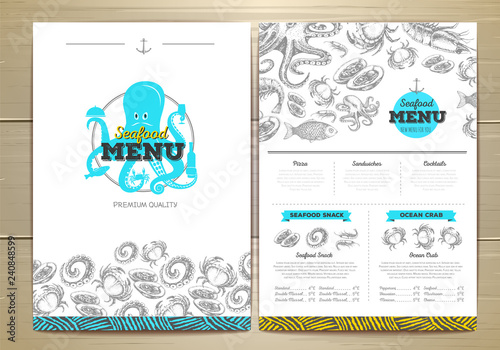 Vintage seafood menu design.