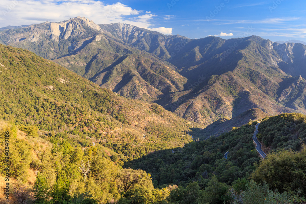 Generals highway in California, view point to Castle Rocks North