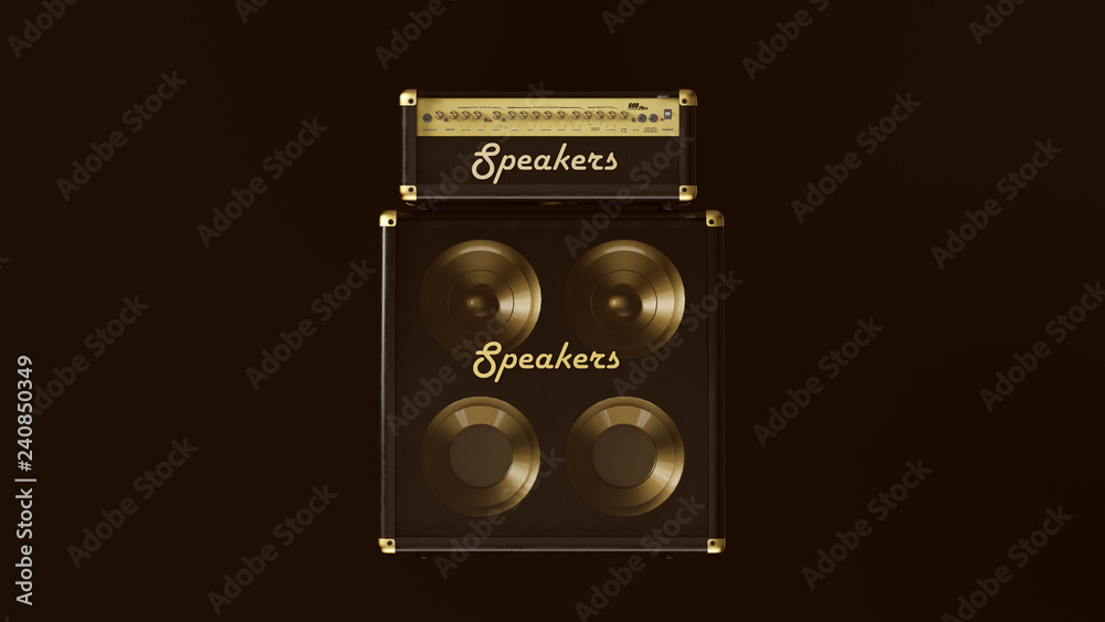 Gold Concert Speaker 3d illustration	