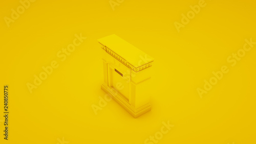 Yellow modern fireplace. 3D illustration