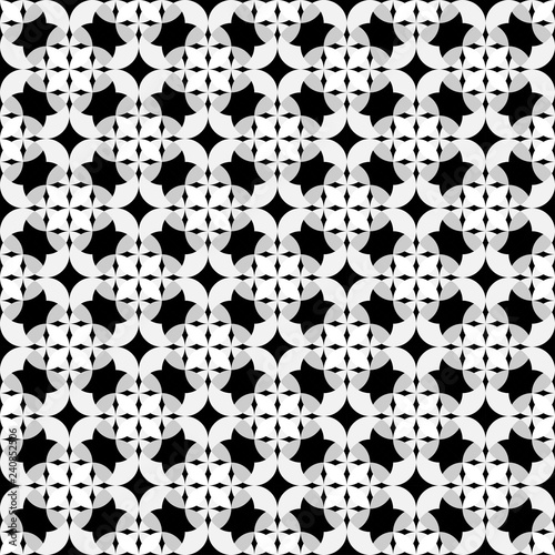 Seamless pattern with geometric shapes, Monochrome texture