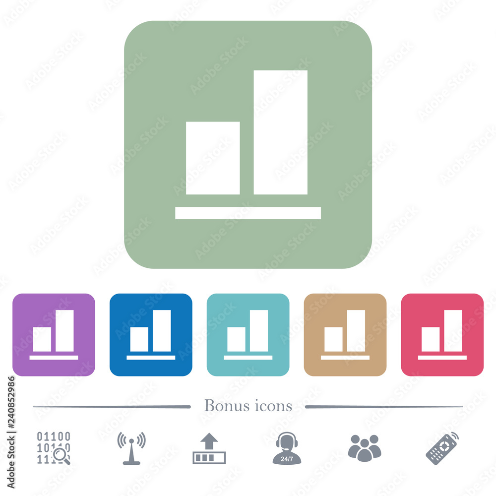 Align to bottom flat icons on color rounded square backgrounds Align to bottom flat icons on color rounded square backgrounds
