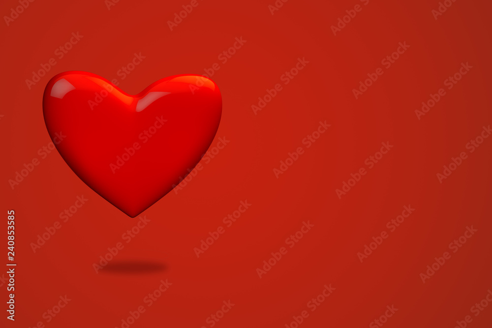 Love heart red background 3d render Love heart red background 3d render