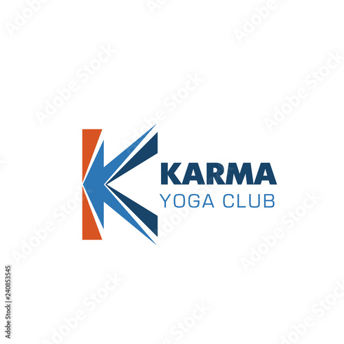 Karma yoga club letter K vector icon