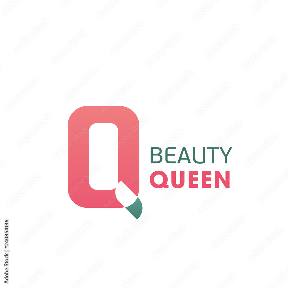 Beauty queen pink Q letter vector icon Beauty queen pink Q letter vector icon
