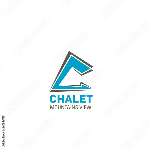 Chalet hotel letter C vector icon