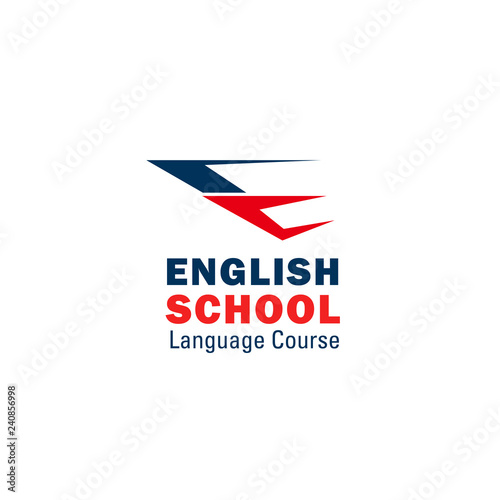 English language school vector letter E icon