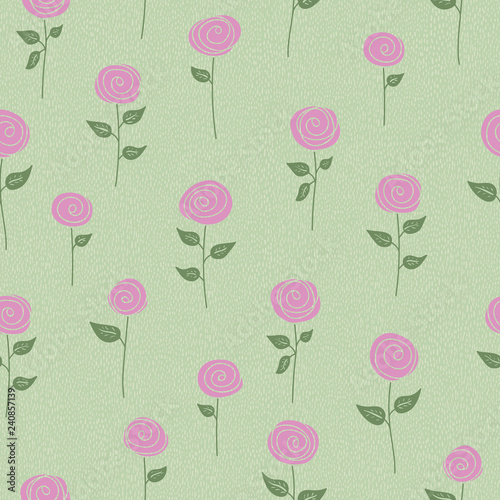 Pink roses on green textured background