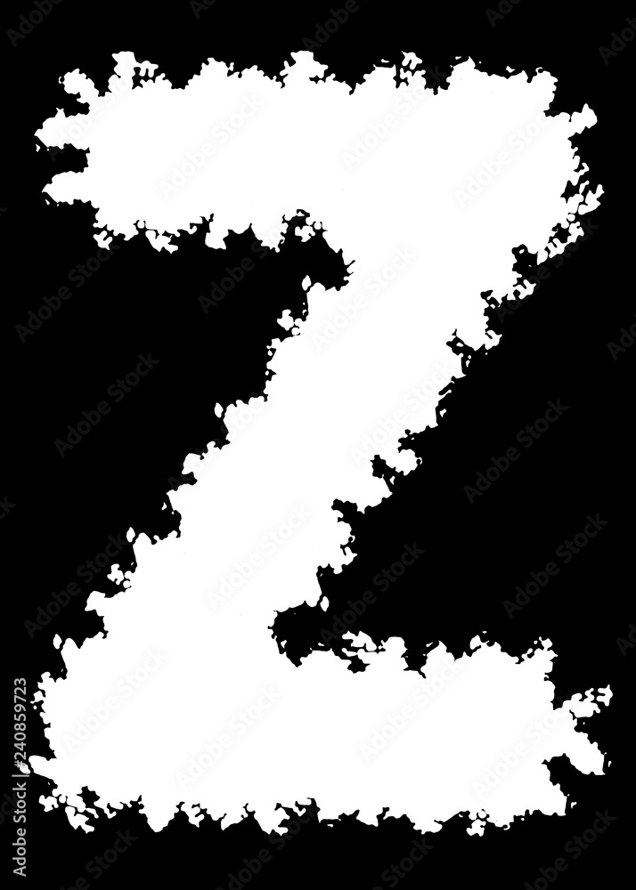 Abstract Decorative Photo Edge in Form of Letter Z. Type Text Inside, Use as Overlay or for Layer Mask	