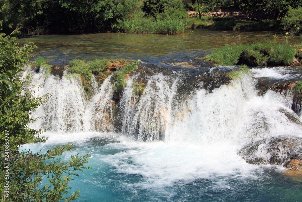 Fototapeta premium close up of Muskovici waterfall, Zrmanja river , Croatia