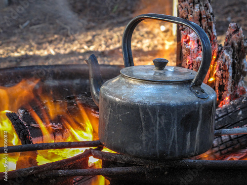 coffee pot on the fire