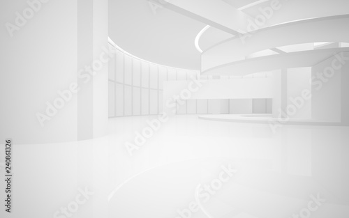 Obraz na płótnie Abstract white interior multilevel public space with window. 3D illustration and rendering. w salonie