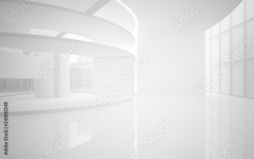 Obraz na płótnie Abstract white interior multilevel public space with window. 3D illustration and rendering. w salonie