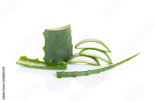 Aloe vera isolated on white background. Natutral skin care products photo