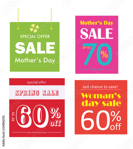 Set of sale banner collection. Special offer banner. Woman's day and spring sale. Vector illustration