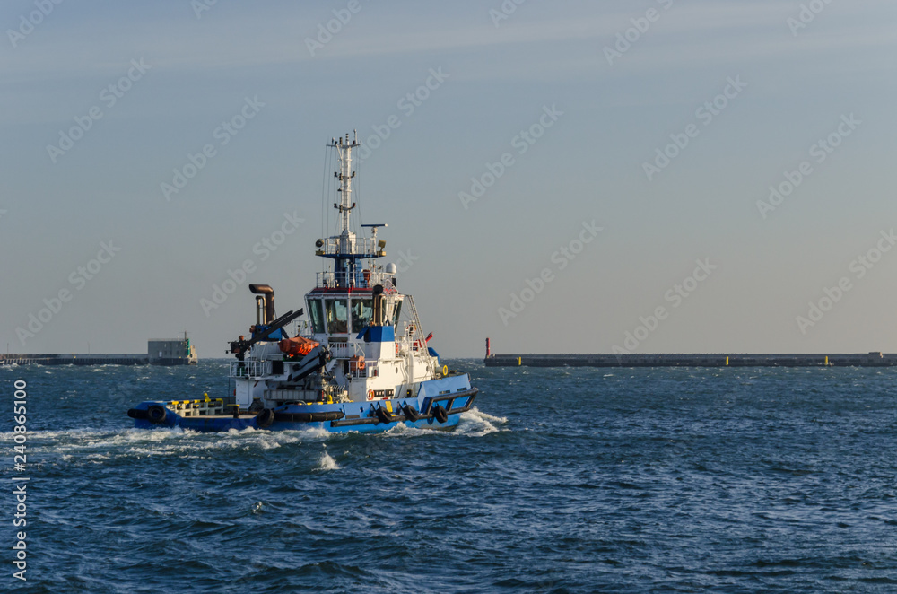 TUG BOAT - Ship is sailing out to the sea