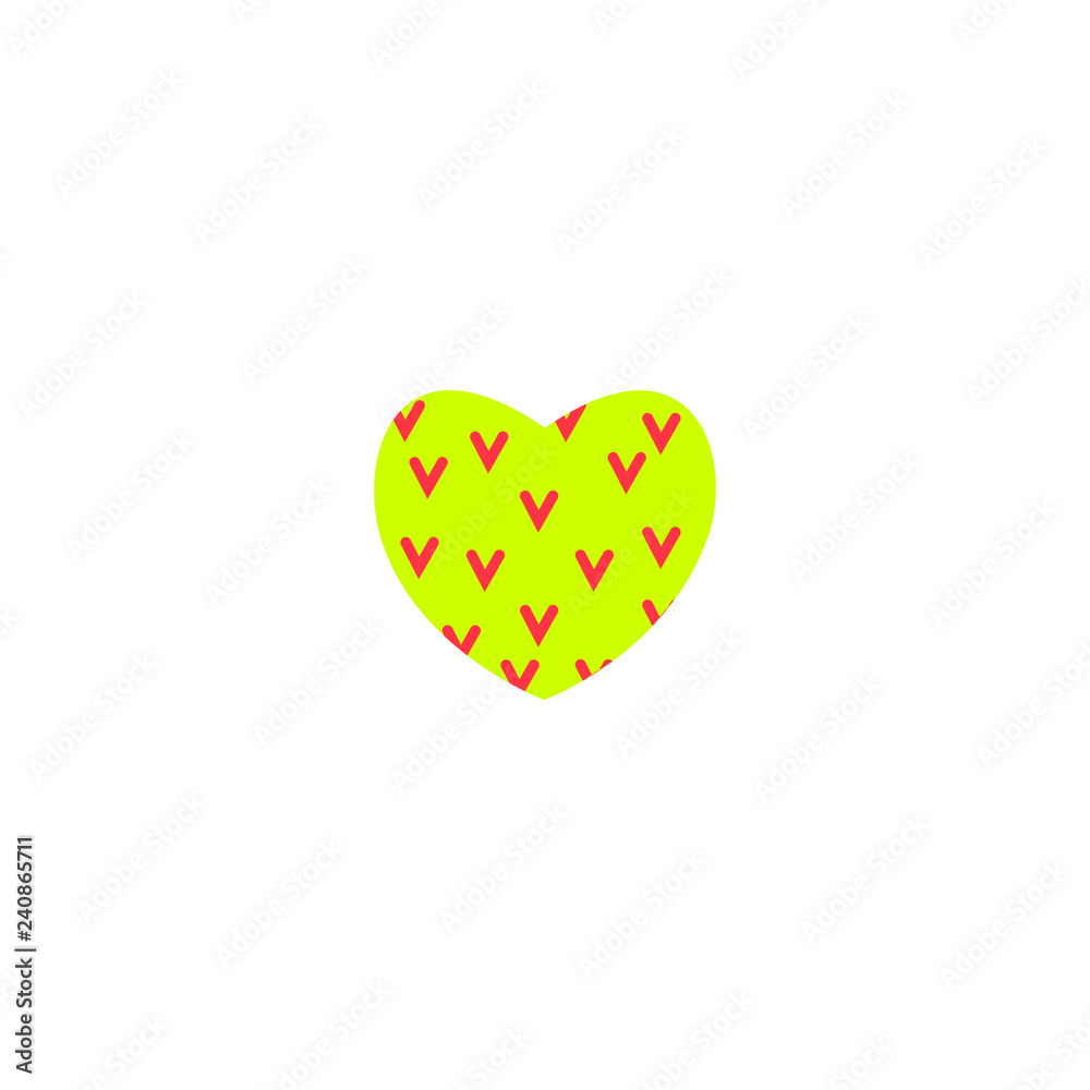 Vector illustration. Heart colourful icon with ornament on white background. Heart with lines.