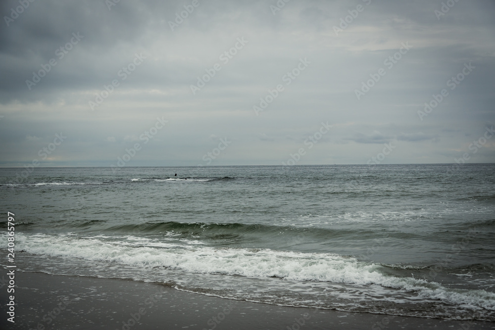 rough sea and blue sky