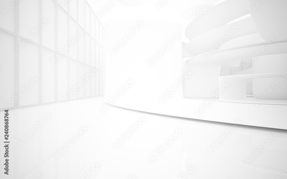 Fototapeta premium White smooth abstract architectural background. 3D illustration and rendering
