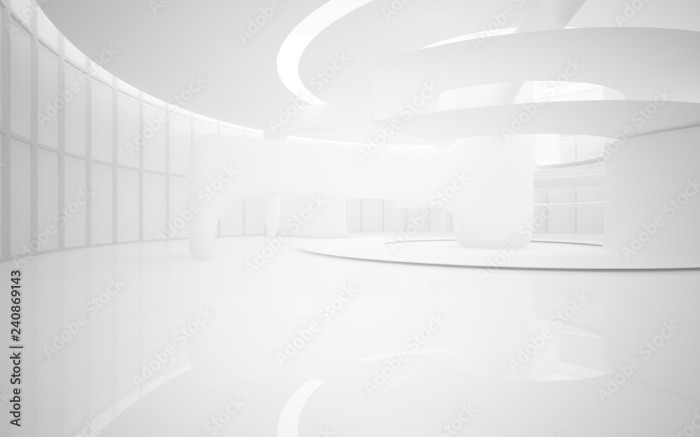 Fototapeta premium White smooth abstract architectural background. 3D illustration and rendering