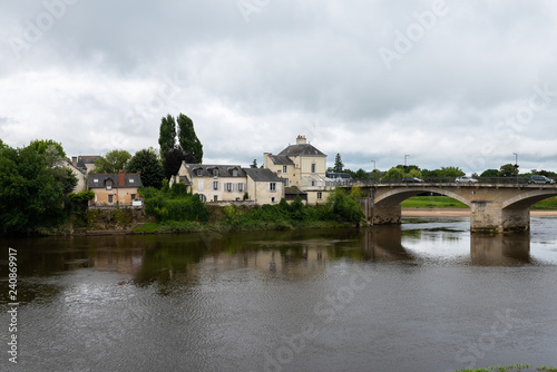View of Chinon and the bridge over the Vienne River from the northern bank  France