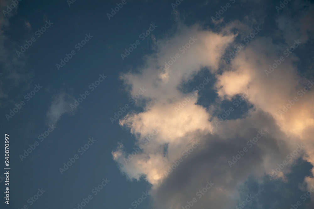 Bright beautiful sky and clouds as pictures. Images of clouds in the sky are the best natural background. Cloudy sky in abstract air space.