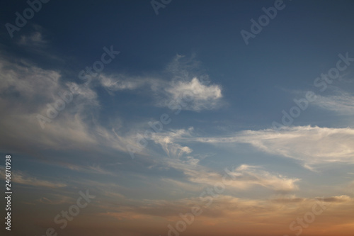 Blue beautiful sky clouds as the best picture. The most abstract sky background image is blue. Different  types of clouds. © Vitaly Kartashev