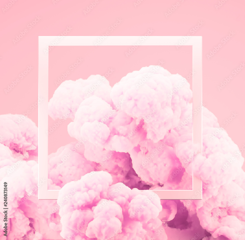 Abstract pastel pink color paint smoke or explosion with pastel pink background. Fluid composition with copy space. Minimal natural luxury
