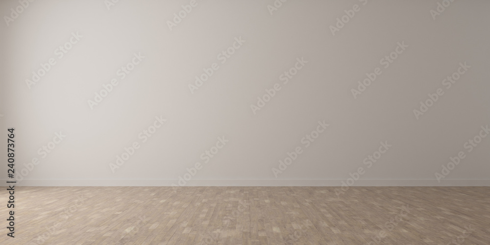 3D stimulate of white room interior and wood laminate floor with sun light cast gradient of shadow on the wall,Perspective of minimal design architecture. 3D stimulate of white room interior and wood laminate floor with sun light cast gradient of shadow on the wall,Perspective of minimal design architecture.
