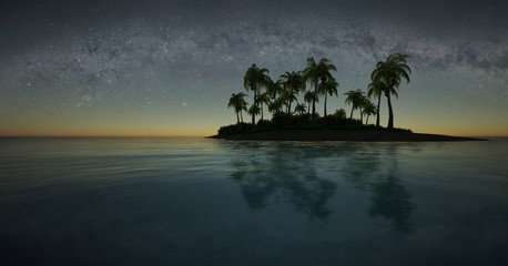 Papier peint photo Île Île tropicale sous ciel étoilé  © Yuriy Mazur
