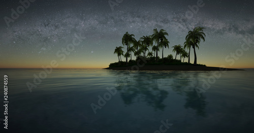 Tropical island at night