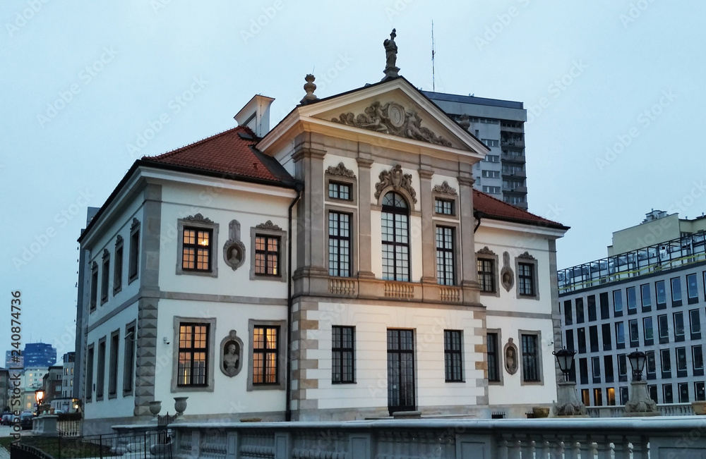 House Chopin Museum in Warsaw in the evening. Poland