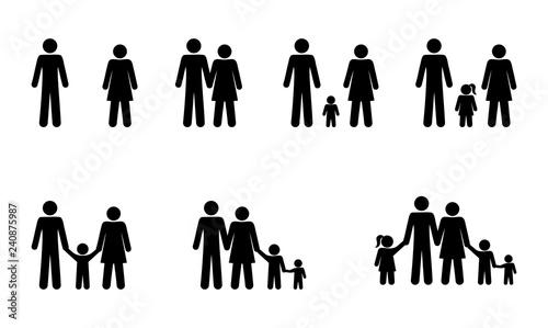 pictogram people set family stick figure man icons