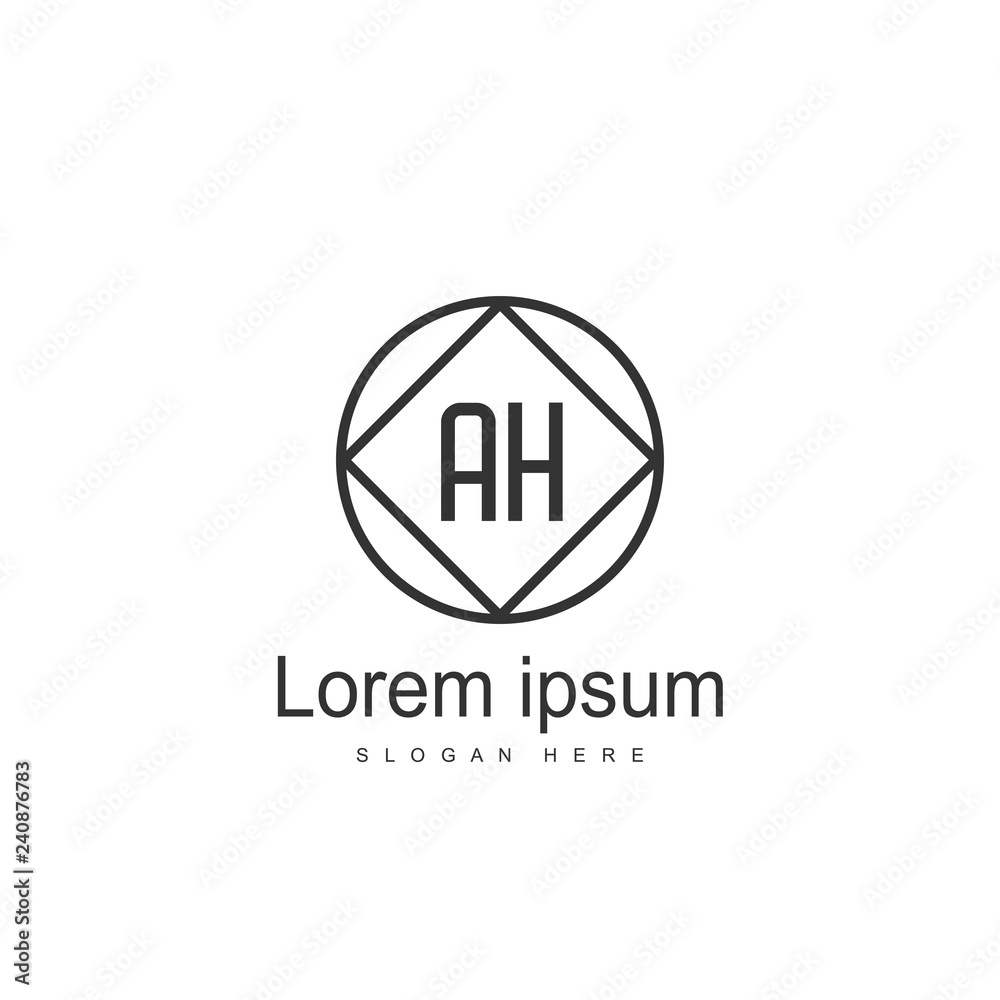Initial Letter AH Logo Template Vector Design
