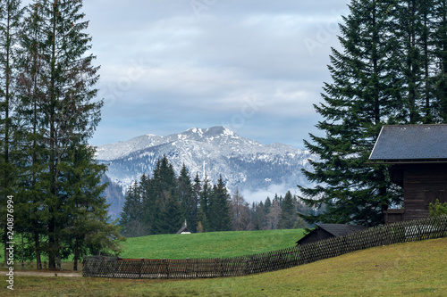 Blick vom Schafferteich in Vorderstoder Oberösterreich in das Gebirge photo