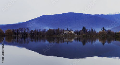 Mountain landscape panorama. Lake Lopota in Georgia. photo