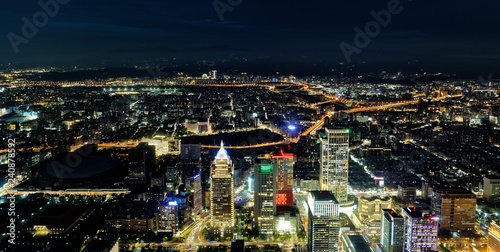 Taiwan Taipei Aerial View of City at Night © david harding