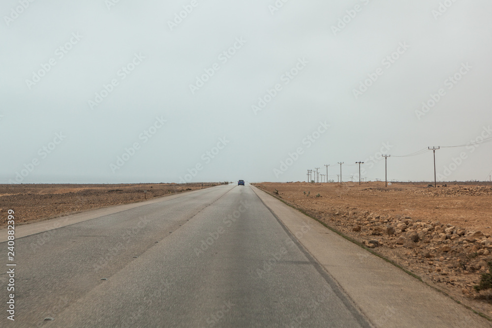 The roads and scenery near Salalah, Dhofar Province, Oman, during Khareef monsoon season