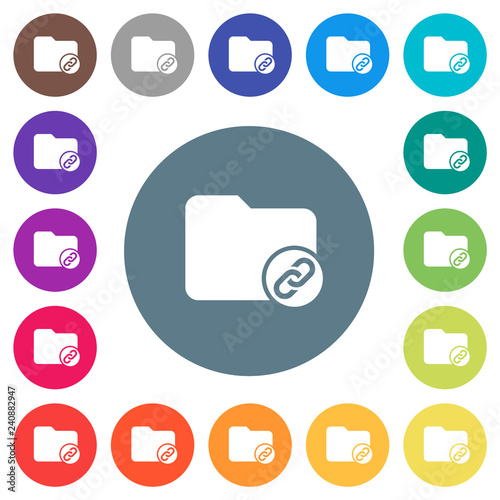 Directory attachment flat white icons on round color backgrounds