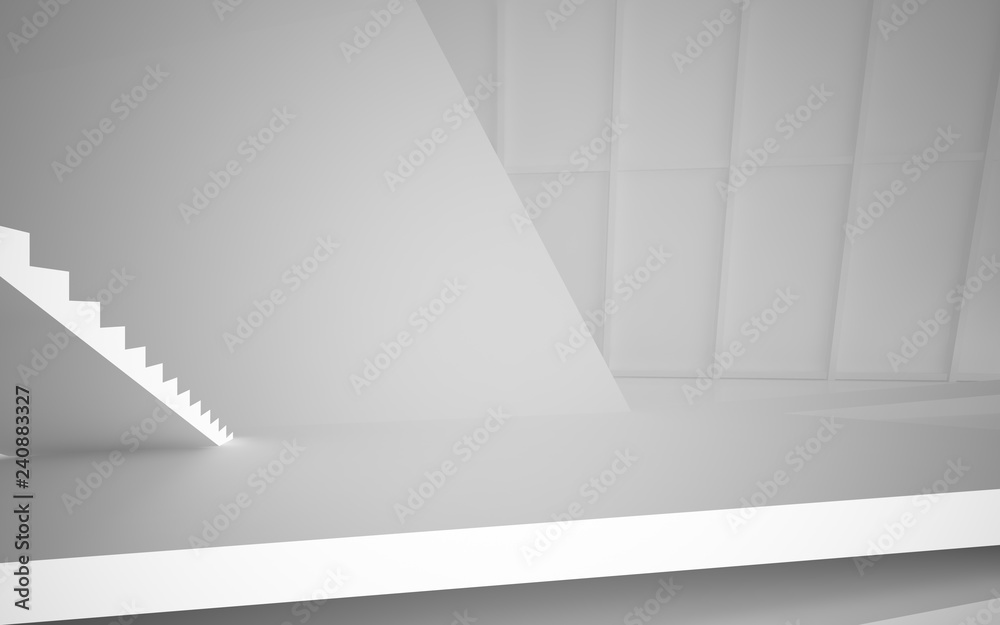 Abstract white interior multilevel public space with neon lighting. 3D illustration and rendering. Abstract white interior multilevel public space with neon lighting. 3D illustration and rendering.