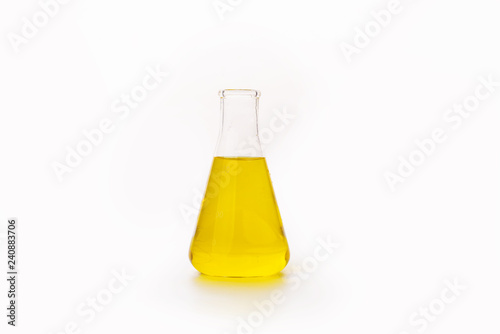 Yellow liquid in glass beaker
